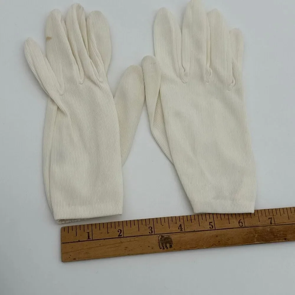 1960s Wear Right West Germany Ribbed Ivory Gloves Mod Daywear‎ Size 7